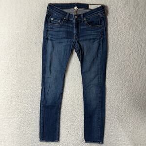 Rag & Bone Size 25 Orson Capri Jeans Distressed Raw Hem Low Rise Dark Wash USA